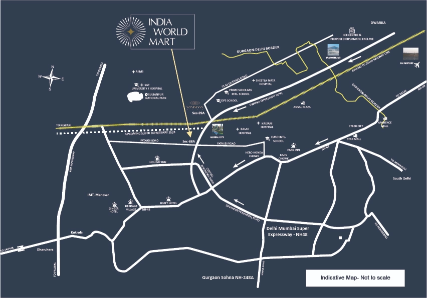 India WorldMart Location Map - Sector 88A Dwarka Expressway Gurugram